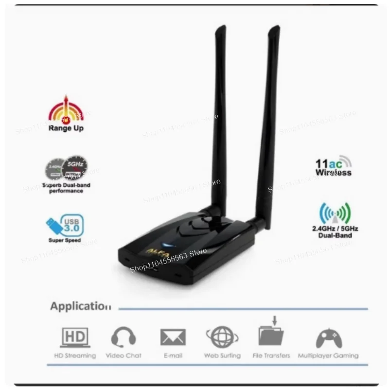 محول واي فاي عالي الطاقة فائق السرعة بسرعة 1200 ميجابت في الثانية مع شرائح RTL8812AU |   كالي لينكس، بينتيستينج، الألعاب وماك