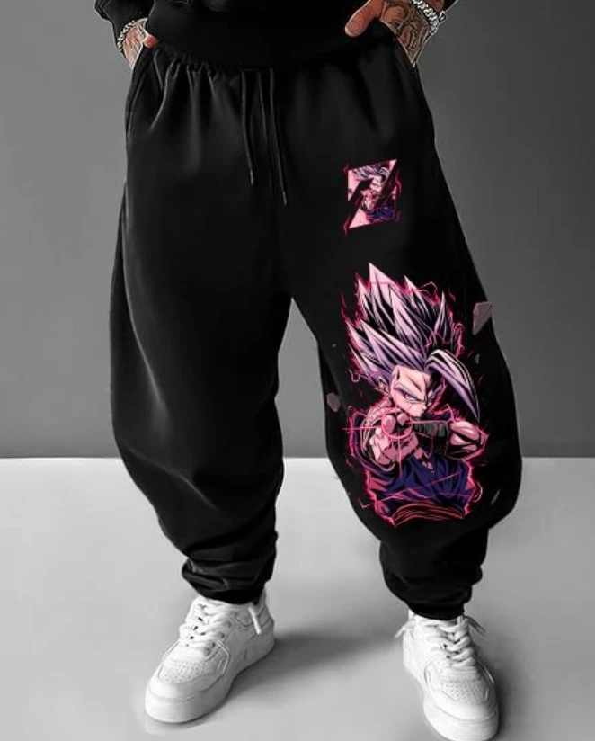 

Мужские свободные беговые уличные брюки в стиле аниме Dragon Ball, летние повседневные брюки из дышащего хлопка с темным принтом