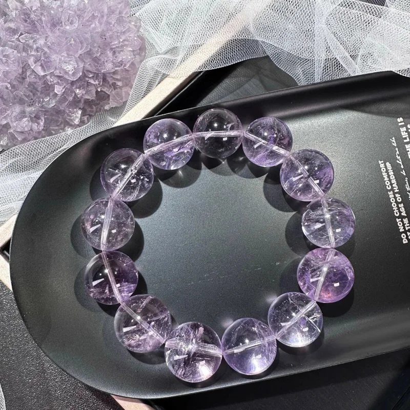 

Purple Azeztulite Round Bead Bracelet