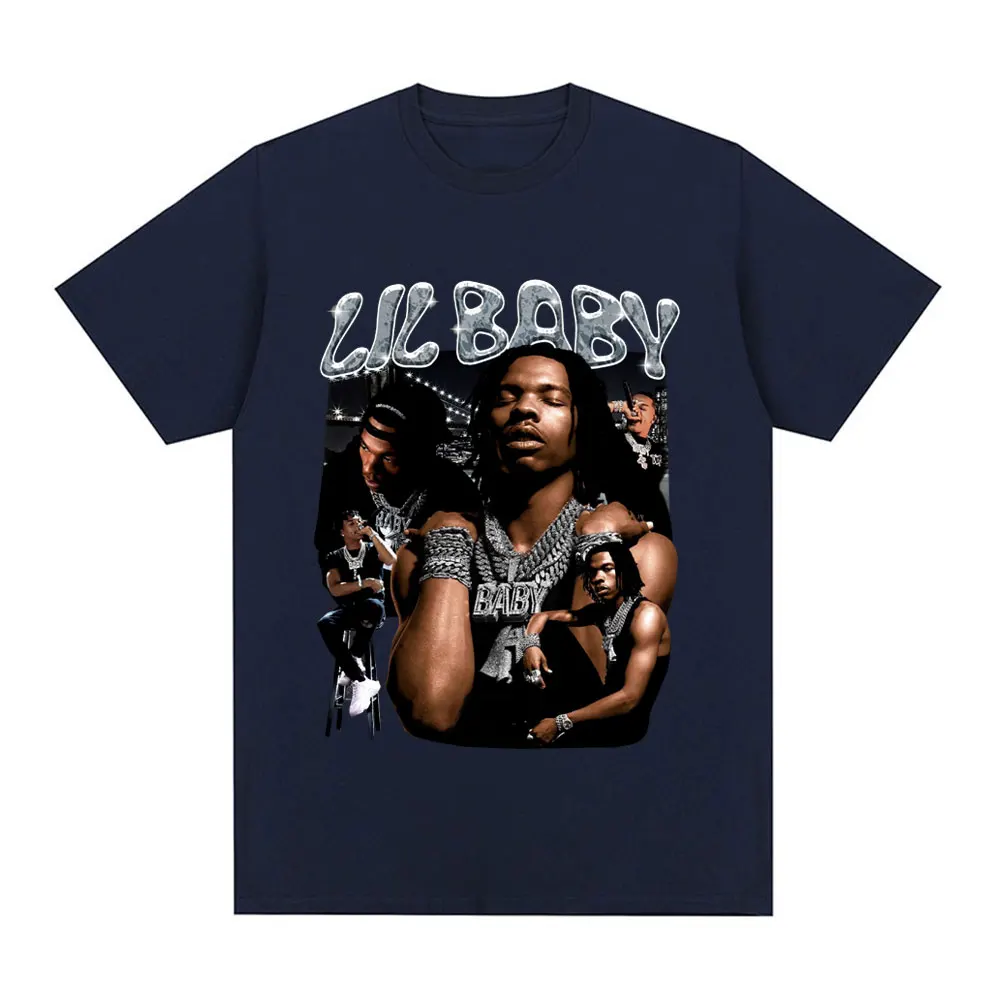 Hip Hop Rapper Lil Baby T Shirt Vintage Men Graphic Tee Shirt Oversized Cotton Casual Short Sleeve Oversized T-shirts Streetwear