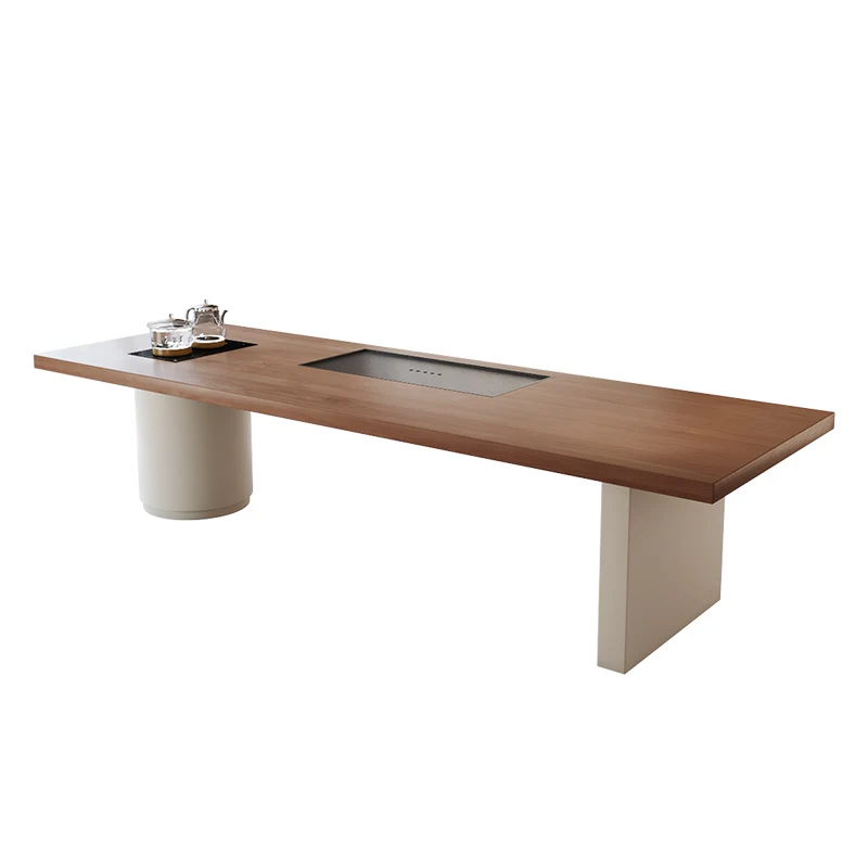 Wabi Sand Cream Wind Solid Wood Tea Table and Chair Combination