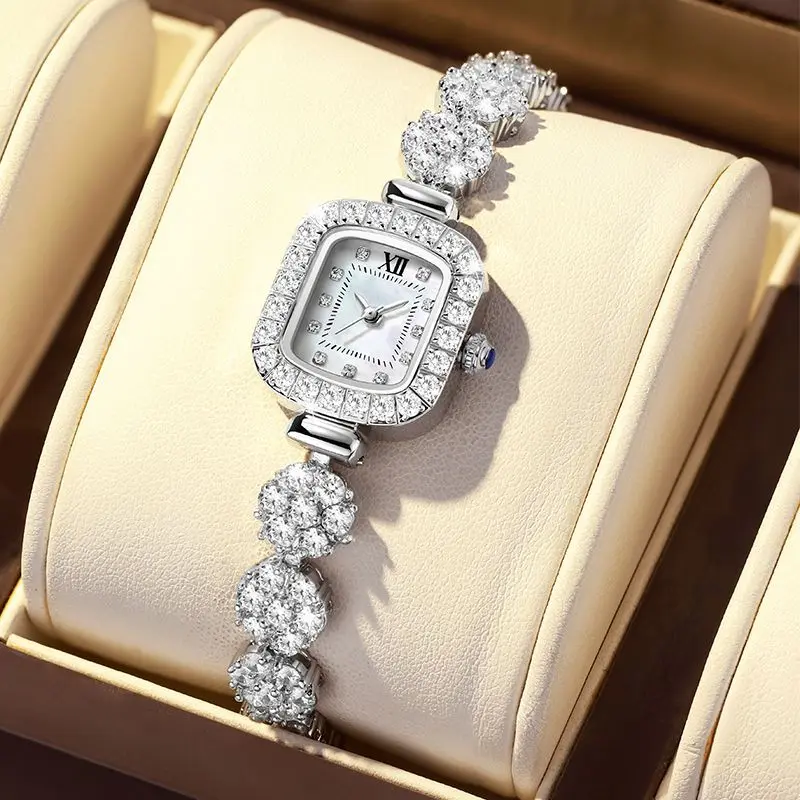 Top Brand Luxury Women Watches Quartz Unique Crystal Diamond Silver Watch Women Fashion Bracelt Ladies Watch