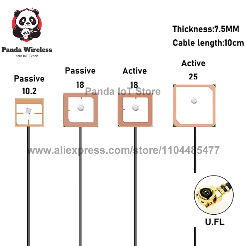 

Quectel GNSS Ceramic Antenna GPS L1 Beidou Position 10cm UFL Cable Passive Active Intern patch 18x1 for GPS Navigation Systems