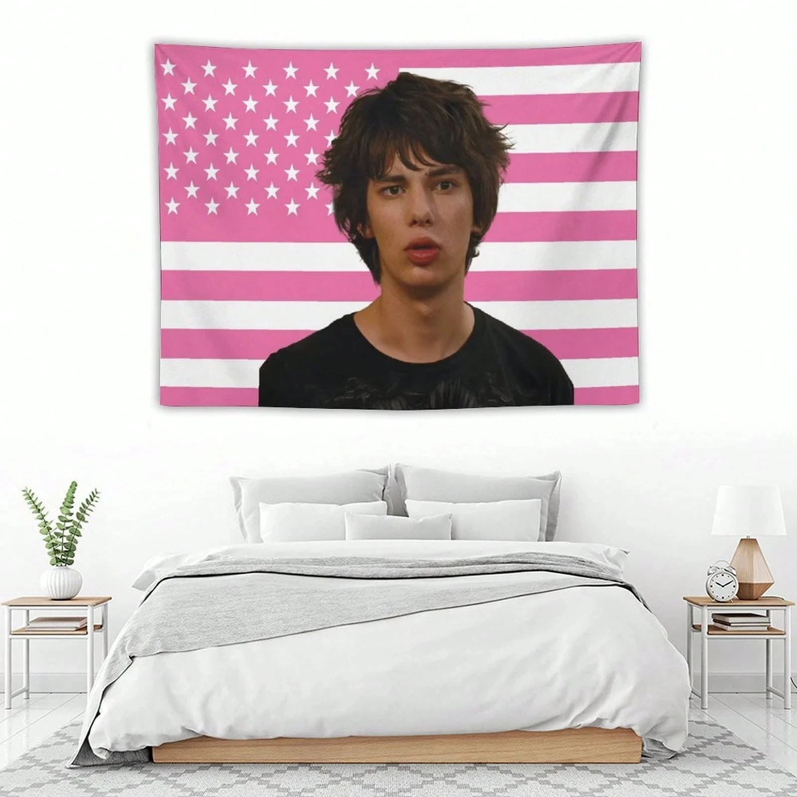 1pc Rodrick Heffley Pink USA Flag Tapestry, Diary of a Wimpy Kid Funny Movie Character Wall Hanging, Multiple Sizes, Bedroom Dec
