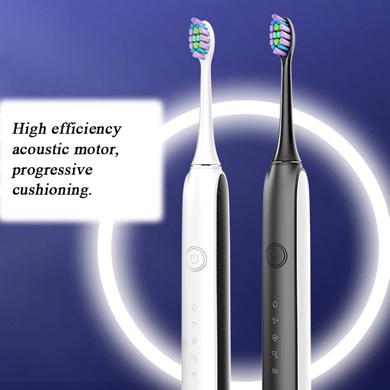 Soft Bristle Waterproof Electric Toothbrush Soundwave Smart Silent Self-cleaning Toothbrush with Intelligent Timing Function