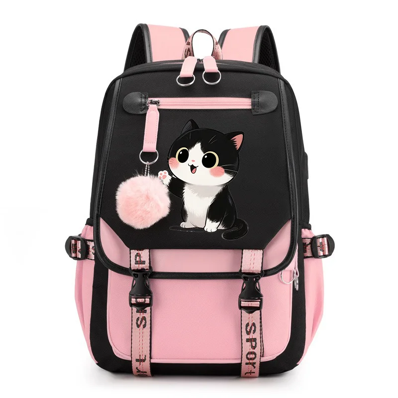 Anime Fashion Solid Color Waterproof Backpack Unisex Couple Student Computer Bag Durable Practical Simple Design daypack
