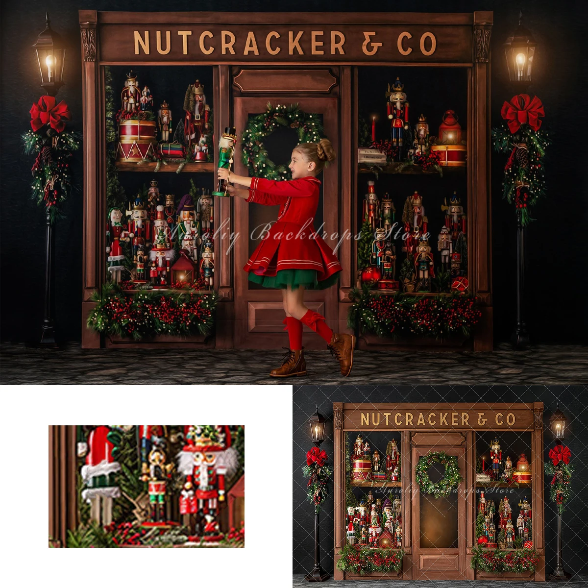 Nutcracker Toy Store Backgrounds Kids Adult Photography Props Child Baby Christmas Gift Shop Decors Photo Studio Backdrops