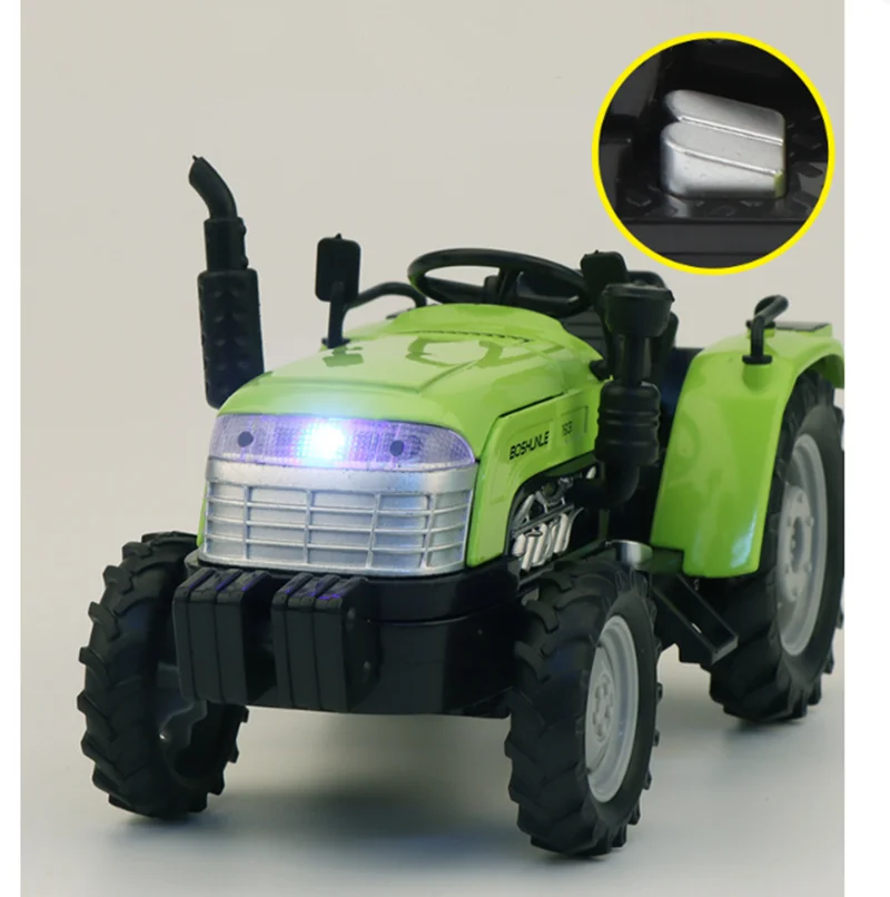 Modèle de tracteur fermier à dos côtelé en alliage, jouets de simulation de voiture de ferme, son et lumière, jouets pour enfants, vente en gros, offre spéciale