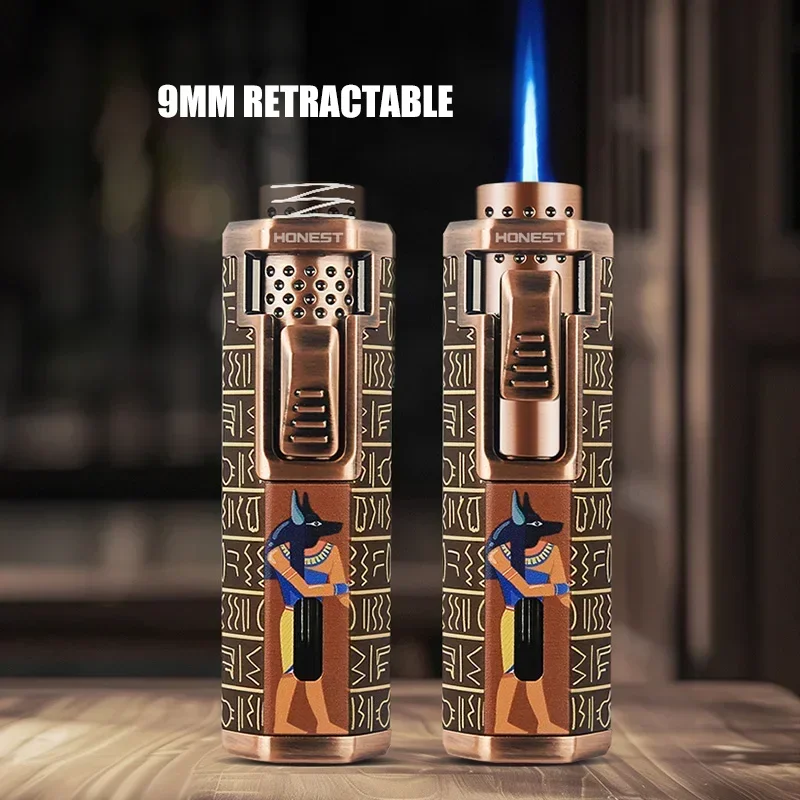 

HONEST Strong Blue Flame Lighters 9MM Retractable Head Stereoscopic Embossed Craftsmanship Fine Patterns Adjustable Flame Size