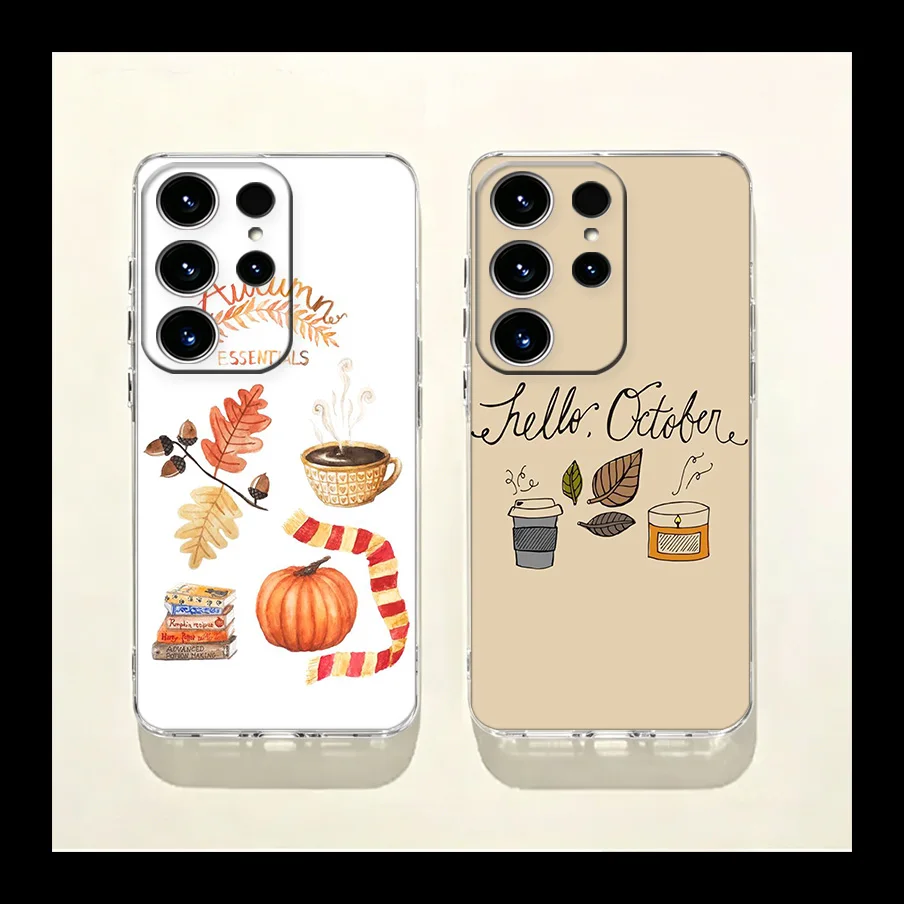 Pumpkin Happy Fall Lovely Phone Case for Samsung Galaxy S26 Edge S25 S24 FE S23 Plus S22 Ultra S20FE Cover Camera Protection