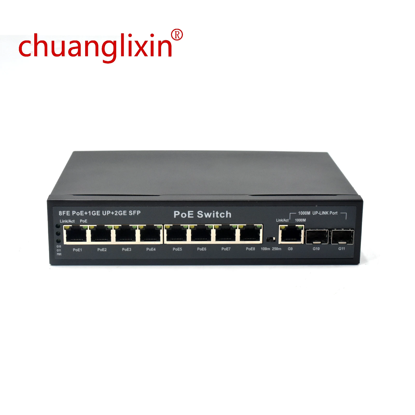 POE Ethernet Switch for CCTV AI, 8FE POE + 1GE, Uplink Port, 2 SFP Smart Switch