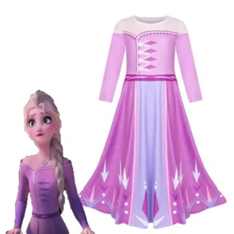 2024 Disney Frozen 2 girls Cosplay Performance Costumes Dress Lovely Princess Dress Sets Cartoon Gift Dress Cosplay Clothes