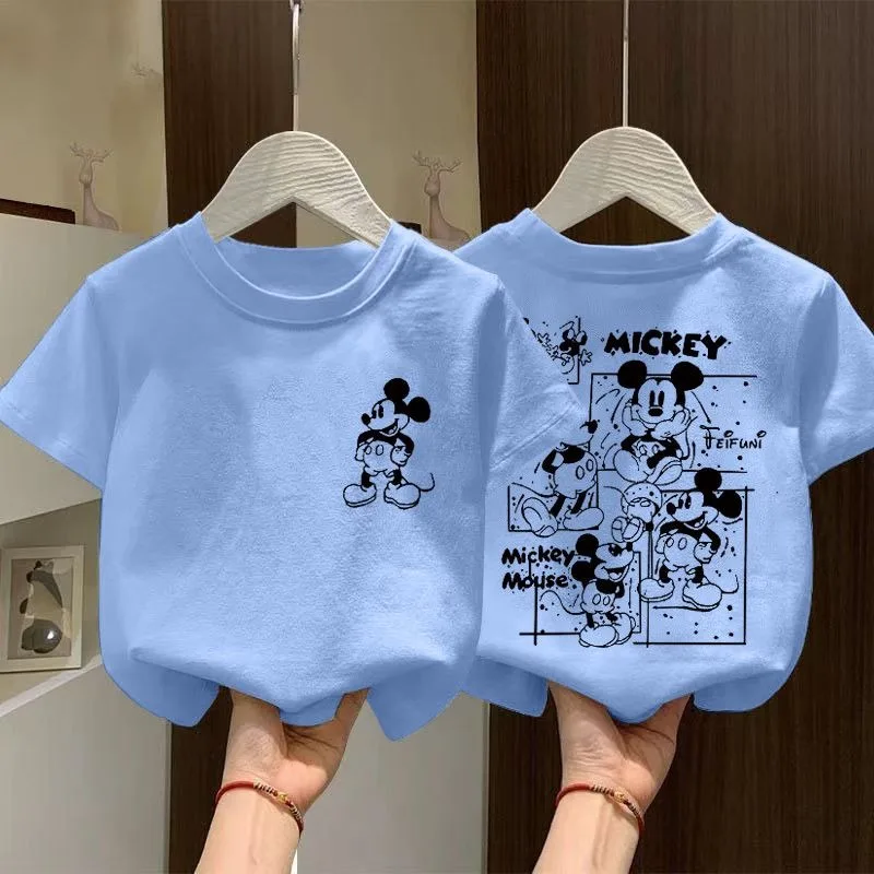 ديزني الكرتون لطيف الأجهزة الطرفية ميكي الصيف الفتيان والفتيات قصيرة الأكمام تي شيرت الأزياء الأجنبية وملابس خارجية متعددة الاستخدامات