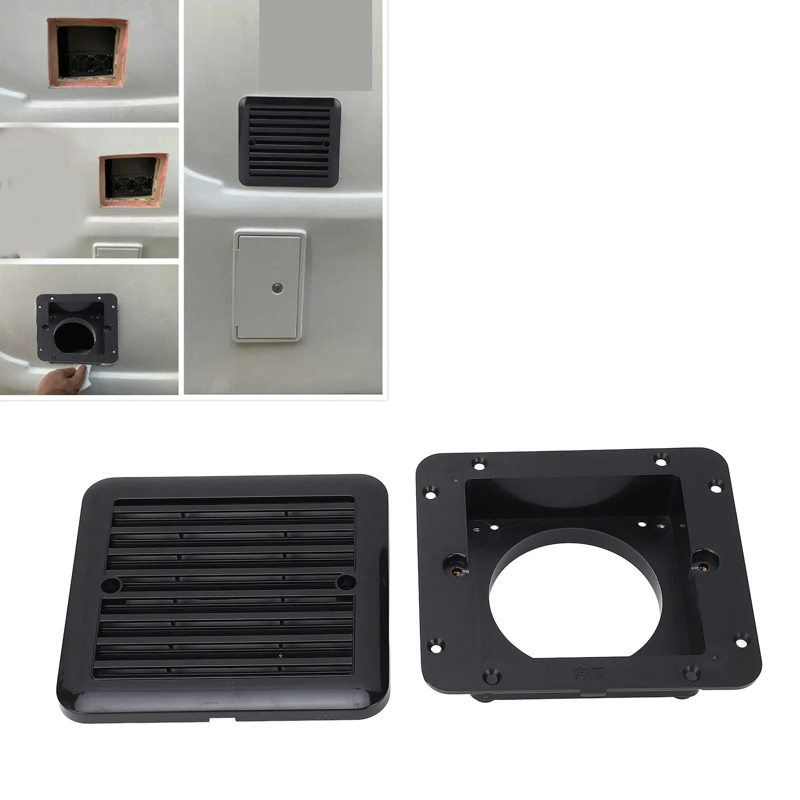 RV Side Exhaust Vent Quickly Air Exchange RV Side Vent Grille 140 X 130mm ABS Easy Install for Campers Yacht Bathroom Kitchen