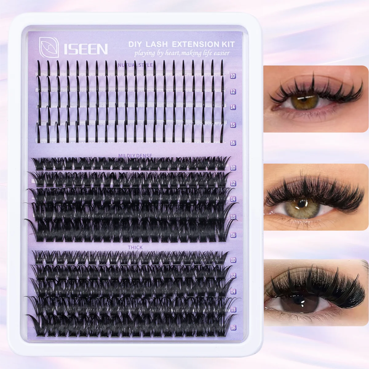 Extensión de pestañas DIY, mezcla de pestañas de visón de 10-16mm, grupo de pestañas individuales, extensiones gruesas, maquillaje en casa