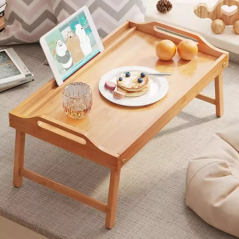 Modern Folding Bamboo Desk for Bedroom Living Room Laptop Notebook Study Table