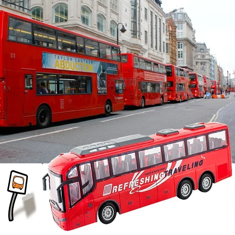 รถบัสทัวร์บังคับวิทยุ 1/30 รุ่นไฟฟ้า พร้อมไฟ 2.4G 4CH รีโมทคอนโทรล ของเล่นเด็ก รถบัสท่องเที่ยว สำหรับเด็กผู้ชาย ของขวัญวันเกิด