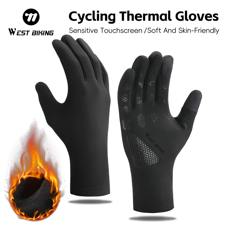 

Winter Bike Gloves Thermal Insulated Touchscreen Fingers Windproof Cuff for Cycling Commuting Outdoor Activities