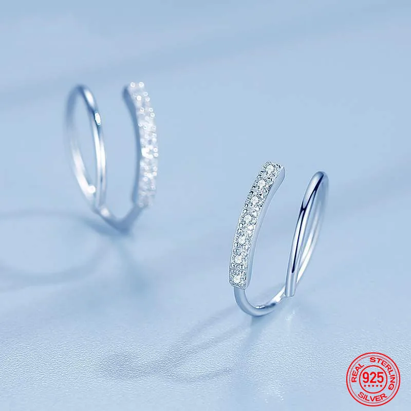 925 Silver Zircon Hoop Earrings For Women Fashion Jewelry