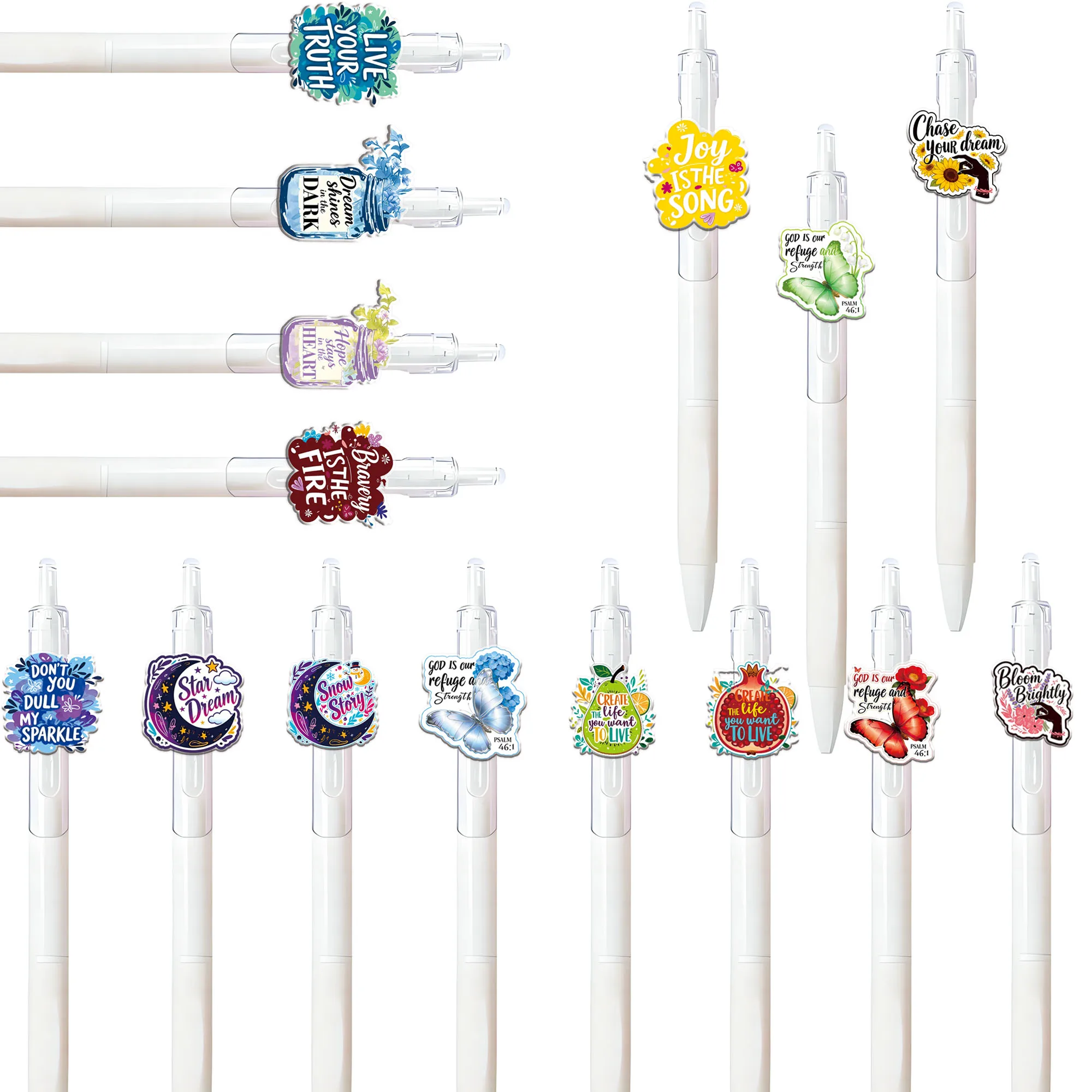 

15pcs Color Bible Theme Neutral Pen Healing Bible Phrase Theme Ballpoint Pen Student Writing Gift Preferred