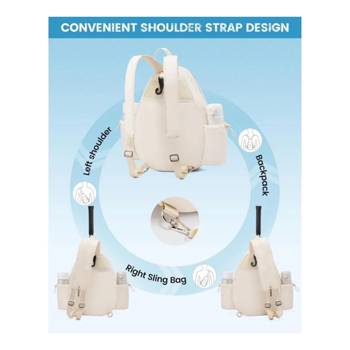 

AA85 Tennis Bag Comfortable Adjustable Strap Outdoor Sport Bag Tennis Racket Bag for Women Men Tennis Enthusiast Black