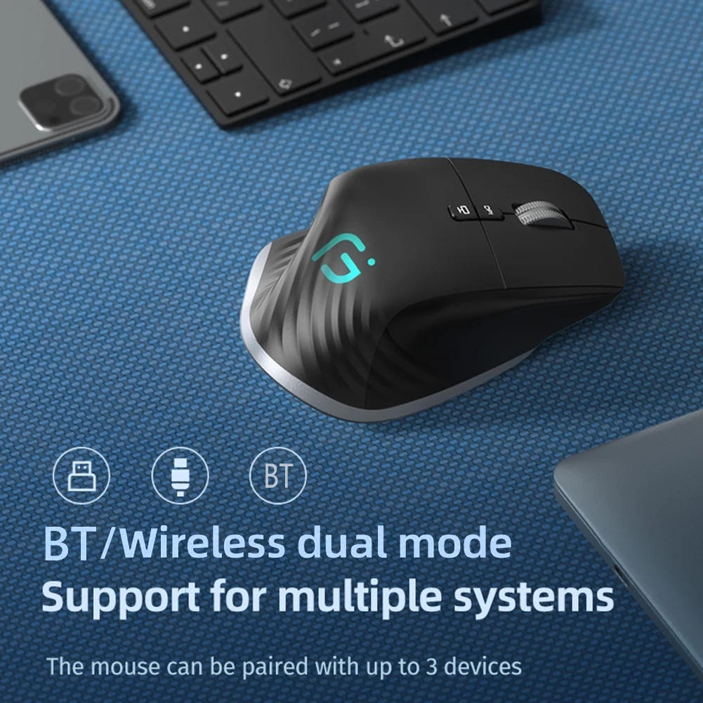 

Беспроводная мышь с несколькими устройствами, эргономичная Bluetooth-совместимая оптическая геймерская мышь 5,0 и 2,4G, перезаряжаемая для компьютерных игр, офиса