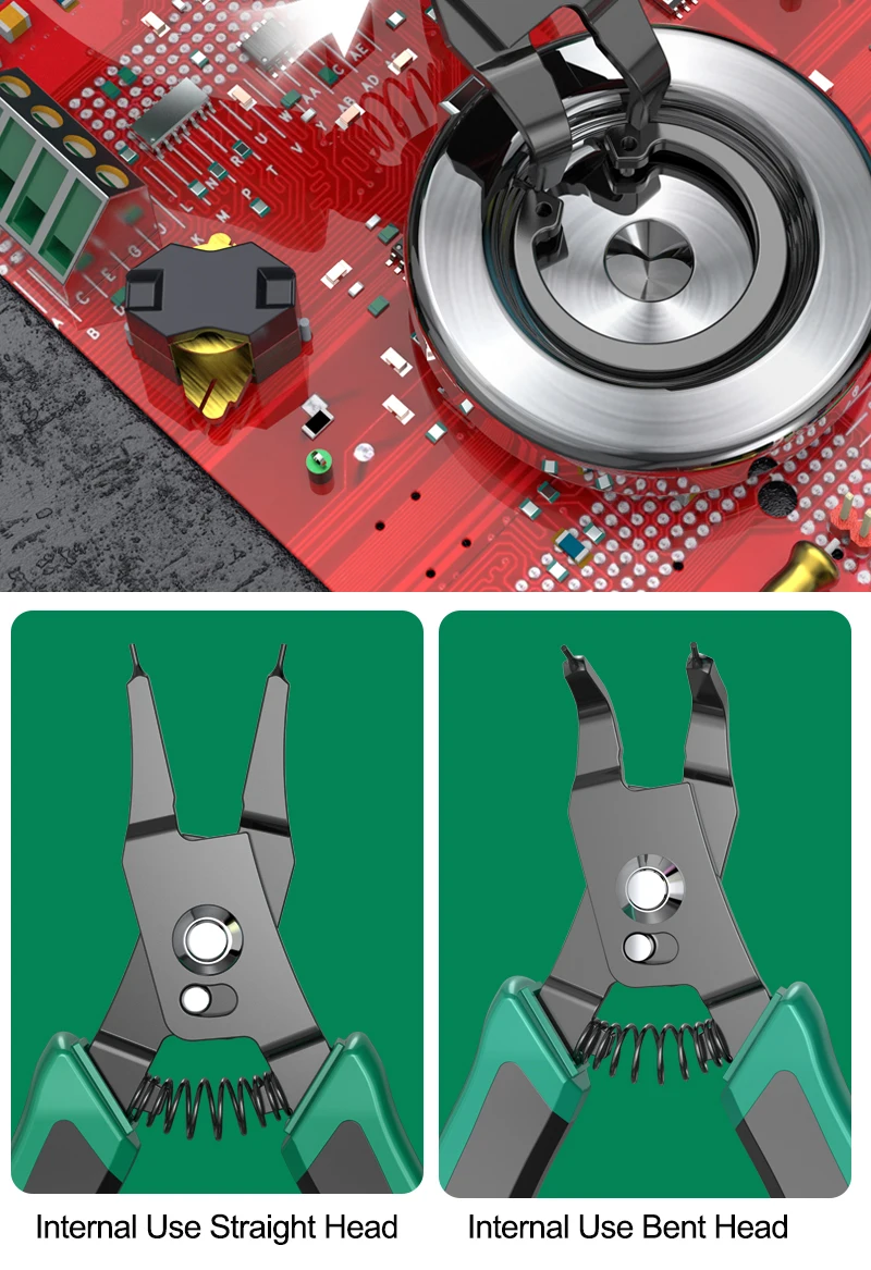 LAOA 4-teiliges Präzisions-Sprengringzangen-Set, 0,8 mm Spitzen, SK7-Stahl, Innen- und Außensprengringzangen für Elektronikreparaturen – Detail 6
