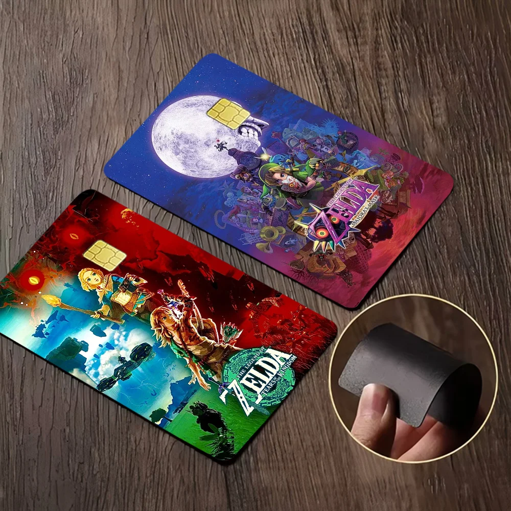 Póster de videojuego Zeldas Link, 1 Juego de 4 Uds., pegatina de piel para tarjeta de crédito, tarjeta bancaria VISA, pegatina impermeable, regalo antiarañazos para mujer