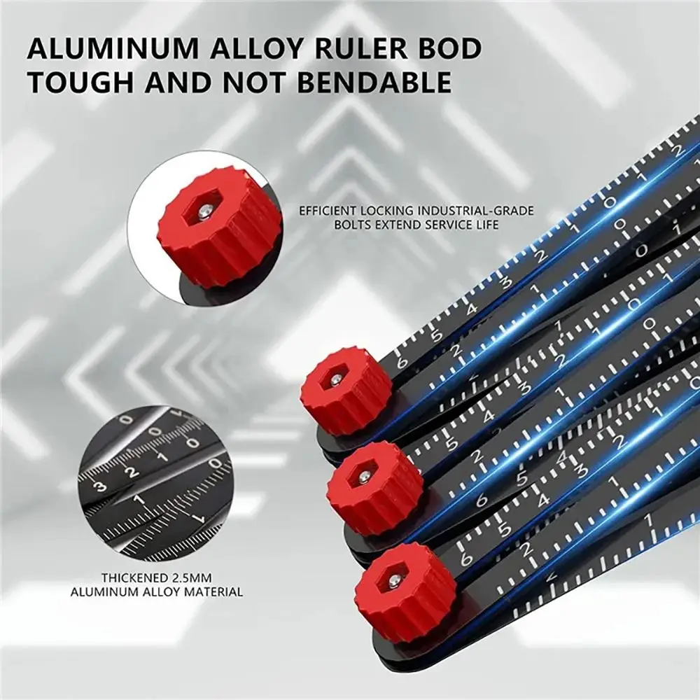 1Pcs 6/9/12 Folds Multi Angle Ruler Finder Perforated Mold Tile Hole Measuring Ruler Universal Aluminium Alloy