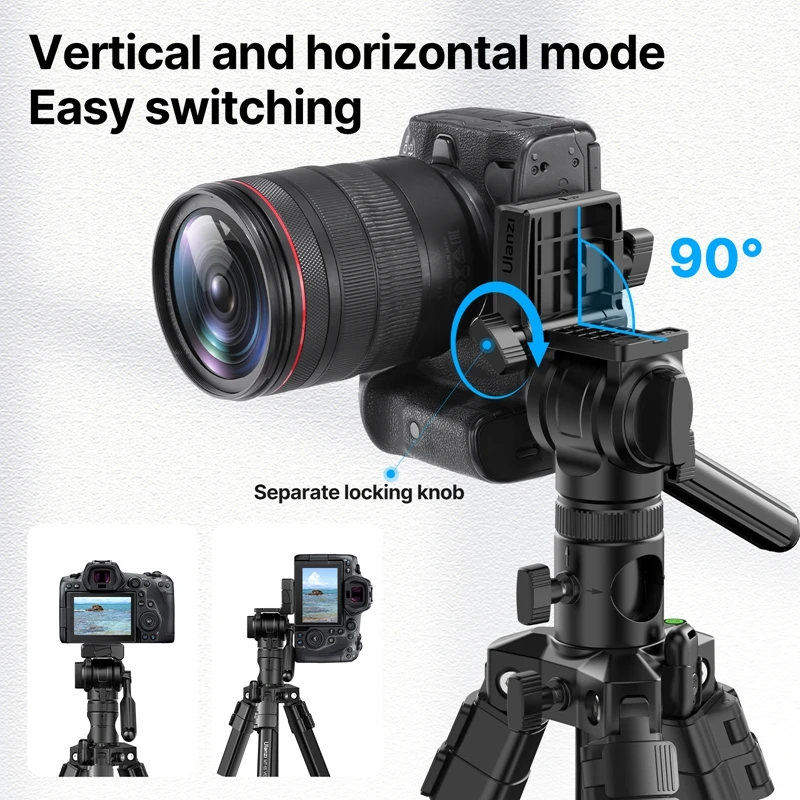 Ulanzi MT-65 Professional Horizontal Tripod for Camera Mobile Phone Max 1.76M Aluminum Tripod wBluetooth for Canon Nikon Sony