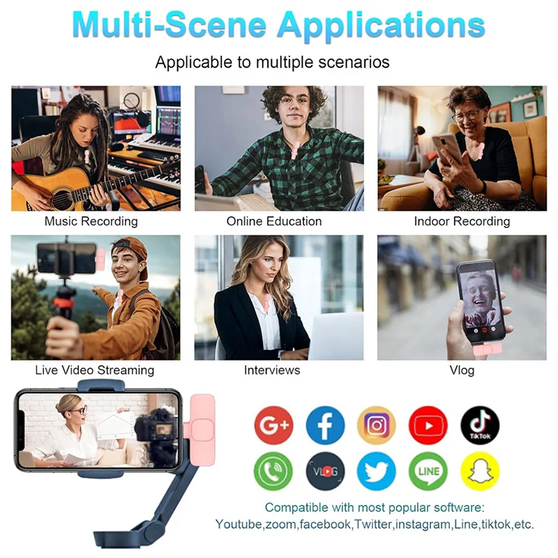 ميكروفون Xiaomi اللاسلكي Lavalier المحمول لتقليل الضوضاء وتسجيل الصوت والفيديو من النوع C لهاتف iPhone Android PC Live Gaming Vlog