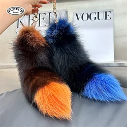 natural fox tail keychain furry 2024 chic y2k fox fur   keyring Car accessory length 40 cm furry fur tail keychains For Women