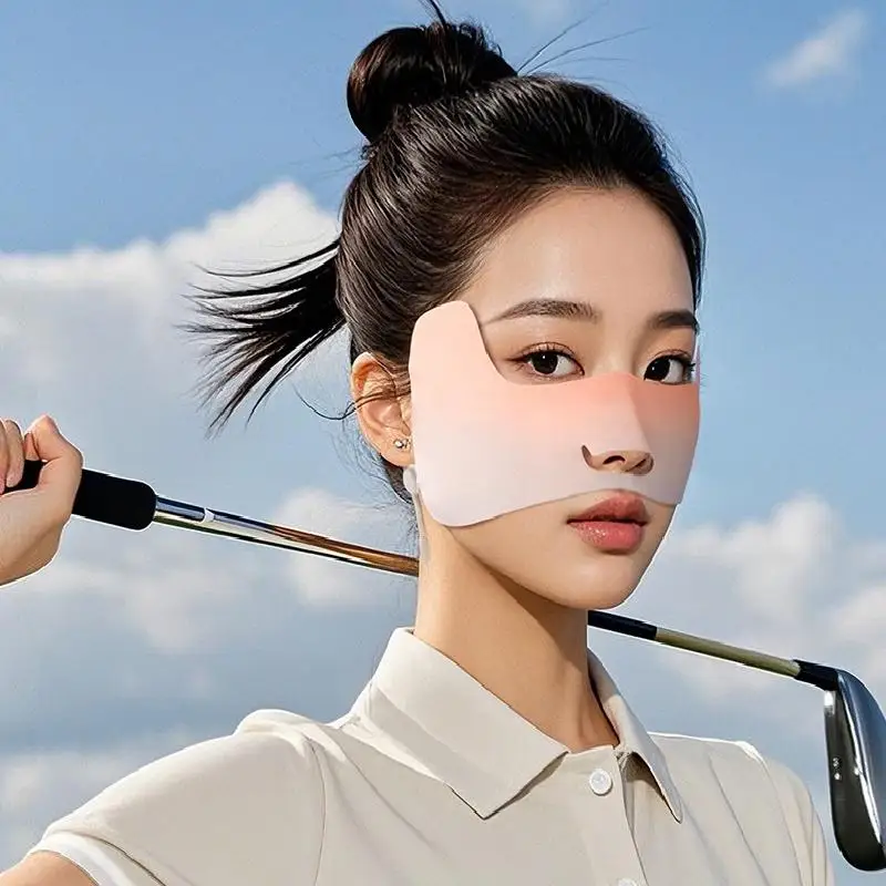 قناع واقي من الشمس قابل للتنفس بحلقة الأذن للسيدات للجري والتخييم وركوب الدراجات ومضاد للأشعة فوق البنفسجية، قناع مريح من الحرير الجليدي #2