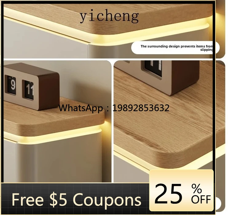 

ZZ Cream Wind Bedroom TV Cabinet Bedside Bucket Cabinet Small Narrow Storage Storage Integrated Living Room Household