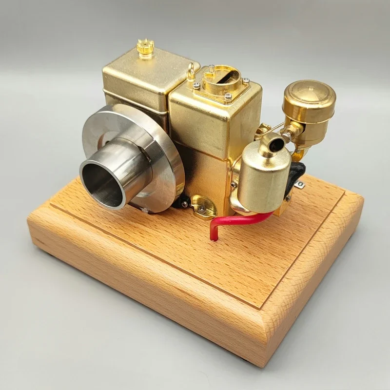 M26 Water Cooled Single Cylinder Engine Model Horizontal Metal Internal Combustion Engine Solid Wood Base Toy