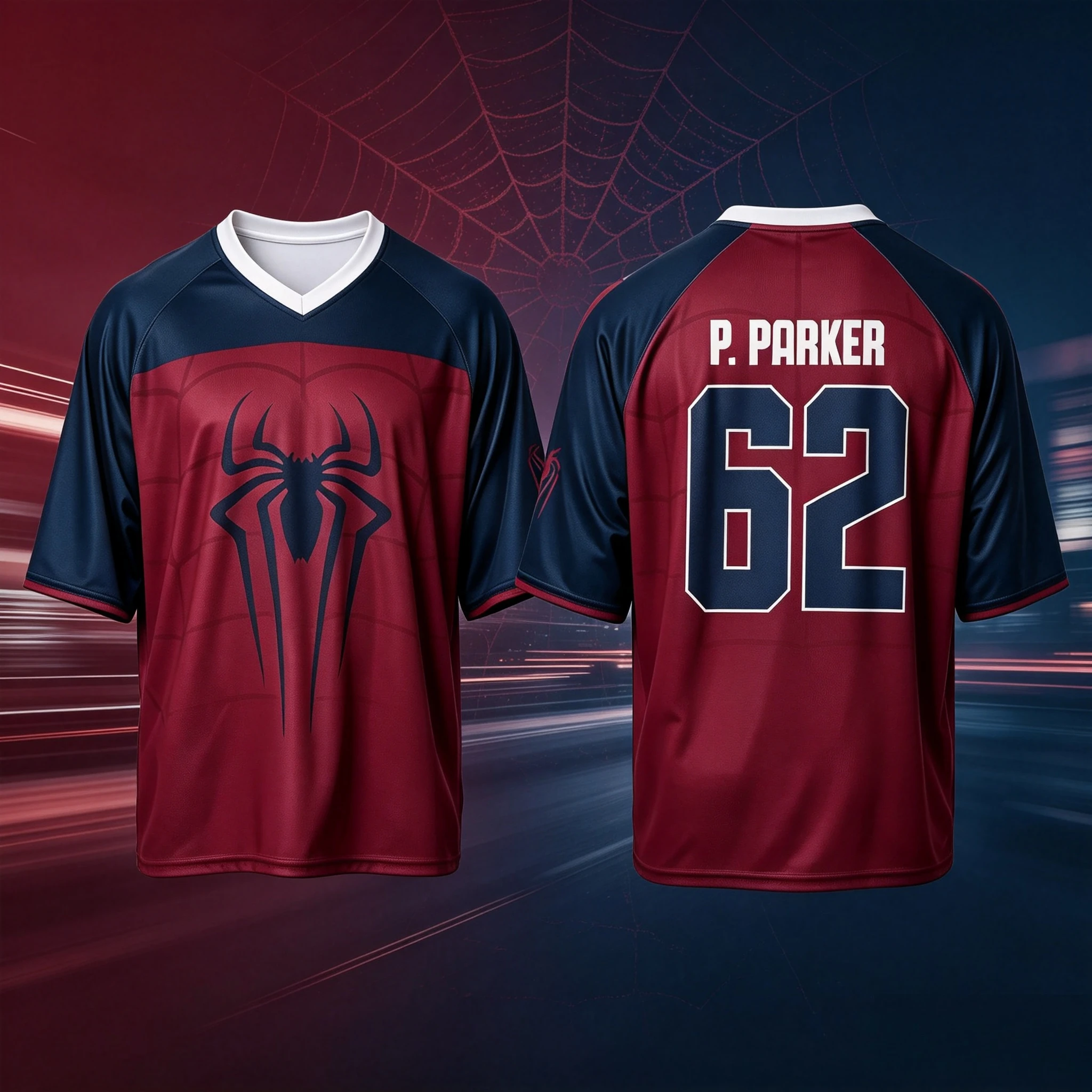 Herren Damen V-Ausschnitt Fußballtrikot Spider Kurzarm Atmungsaktives Sport-T-Shirt Unisex Casual Training Streetwear Oberteile Familien-Set