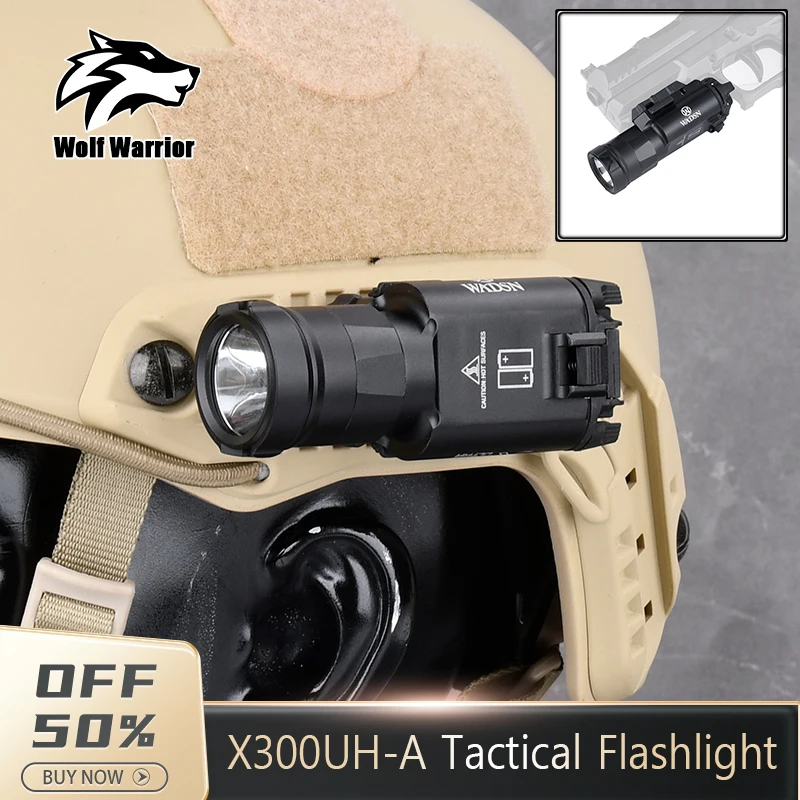 

WADSN Tactic Flashlight X300UH-A Metal Pistol Gun Strobe LED Light Fit 20mm Rail Airsoft Hanging Hunting Flashlight ﻿