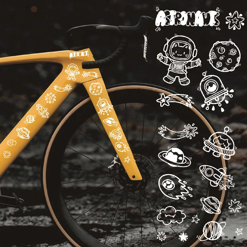 

1 шт., космический астронавт, кошка, граффити, велосипедные наклейки, водонепроницаемые мультяшные наклейки для верхней трубки рамы, украшение для велосипеда, автомобиля «сделай сам»