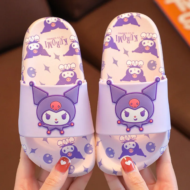 

Sanrio аниме Kuromi тапочки Kawaii Hello Kitty Cinnamoroll Mymelody Милая мультяшная девушка ванная нескользящая Мягкая подошва сандалии домашняя обувь