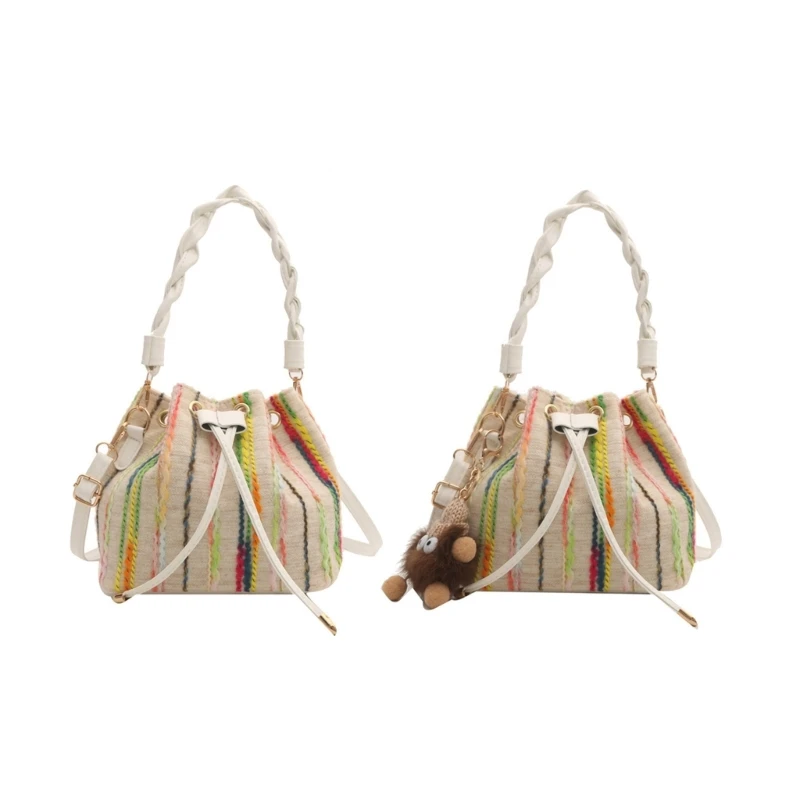 

Сумка через плечо с полосатым принтом для женщин, сумка-мессенджер, женская сумка-ведро через плечо