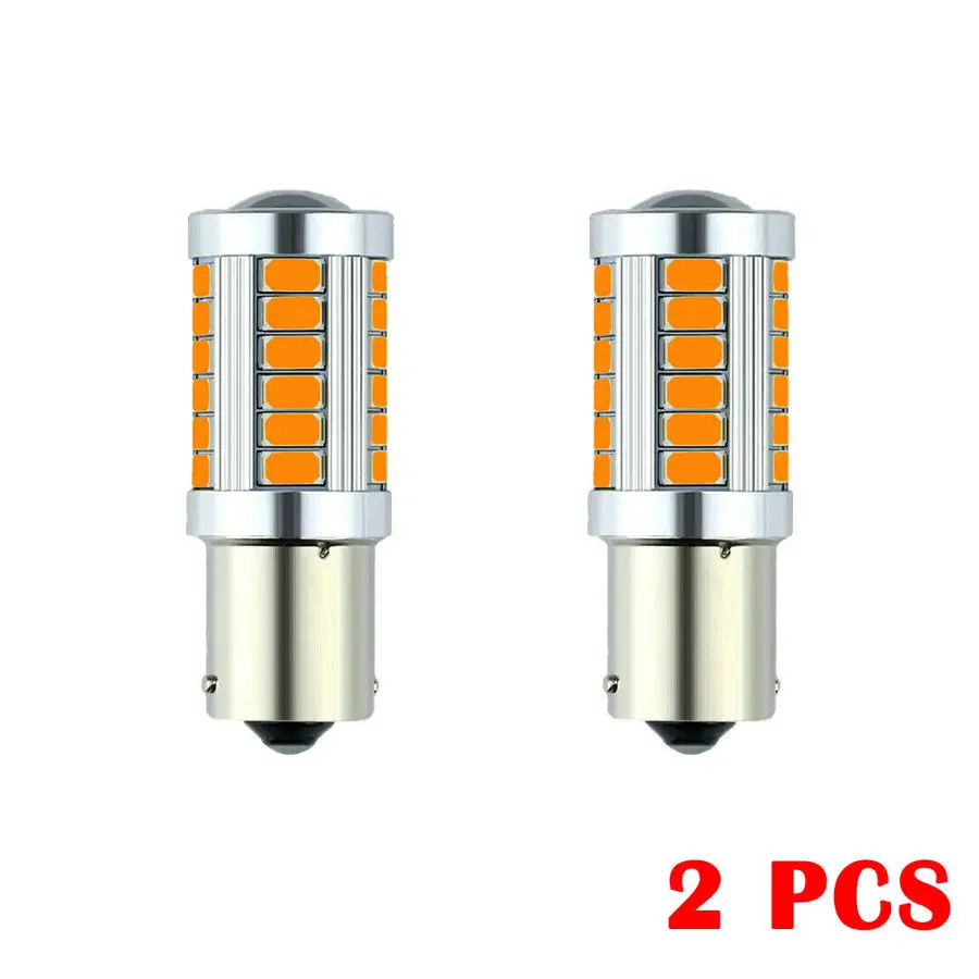 2x Amber Led Turn Signal Lamps BAU15S PY21W LED Canbus No Error 33SMD 5730 1156