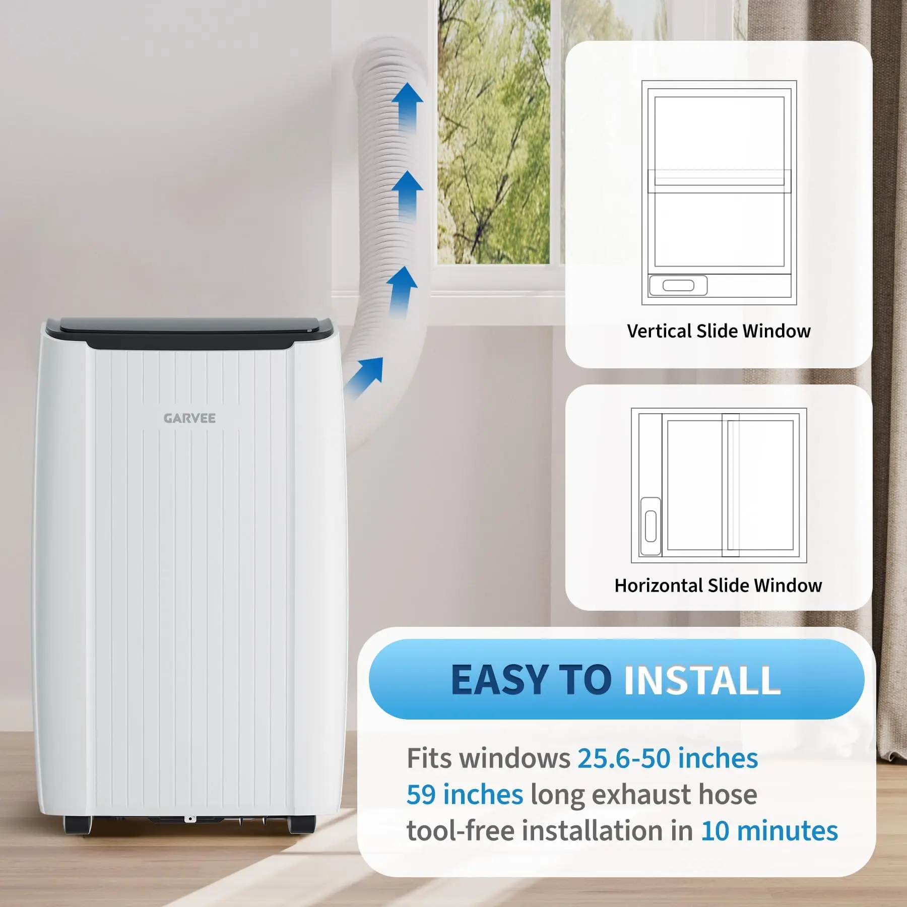 12000 BTU Portable Air Conditioner 3 In 1 Standing AC Unit And Dehumidifier Quiet Room Air Conditioner With Remote For Up To 550 Sq Ft Smart Auto Mode