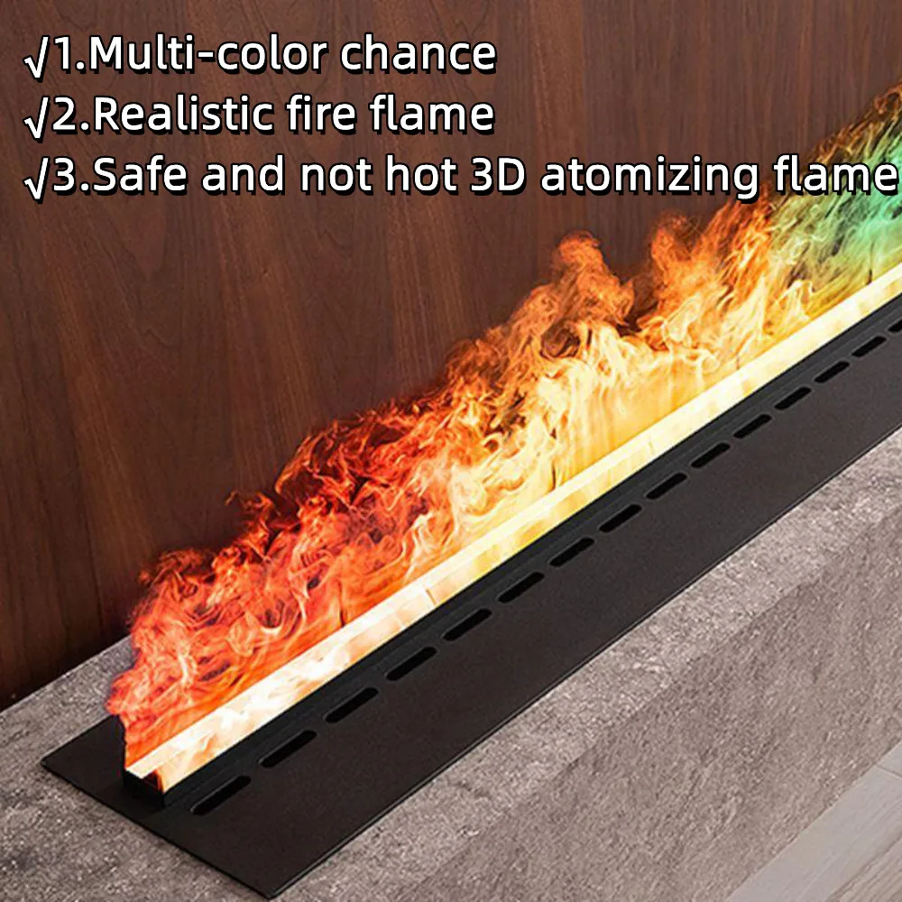 Modern best led flame carbon steel with stainless steel electric fire humidifier three side water vapor 3d steam fireplace