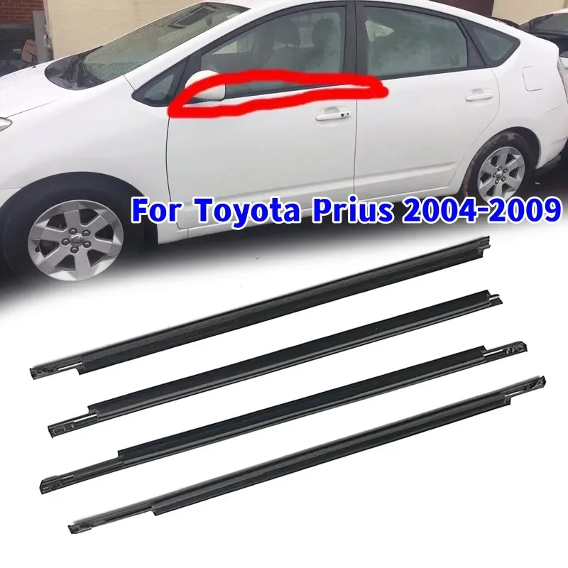 

4Pcs Car Window Outer Weatherstrip Side Door Glass Rubber Belt Moulding Trim Sealing Protector For Toyota Prius 2004-2009