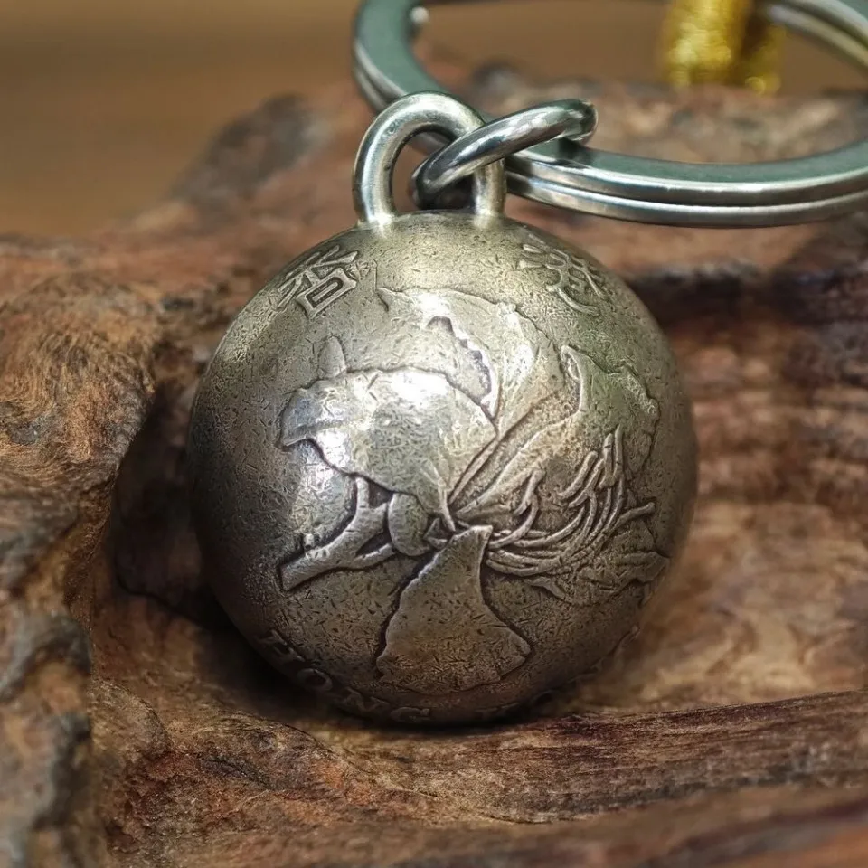 Hong Kong 1997 Kirin Commemorative Small Round Bell Pendant Personalized Keychain