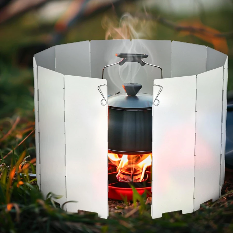 Camping Stove Windscreen, Foldable Shield, Lightweight Wind Baffle, Portable Outdoor Windproof Barrier for Camping Picnic Gear