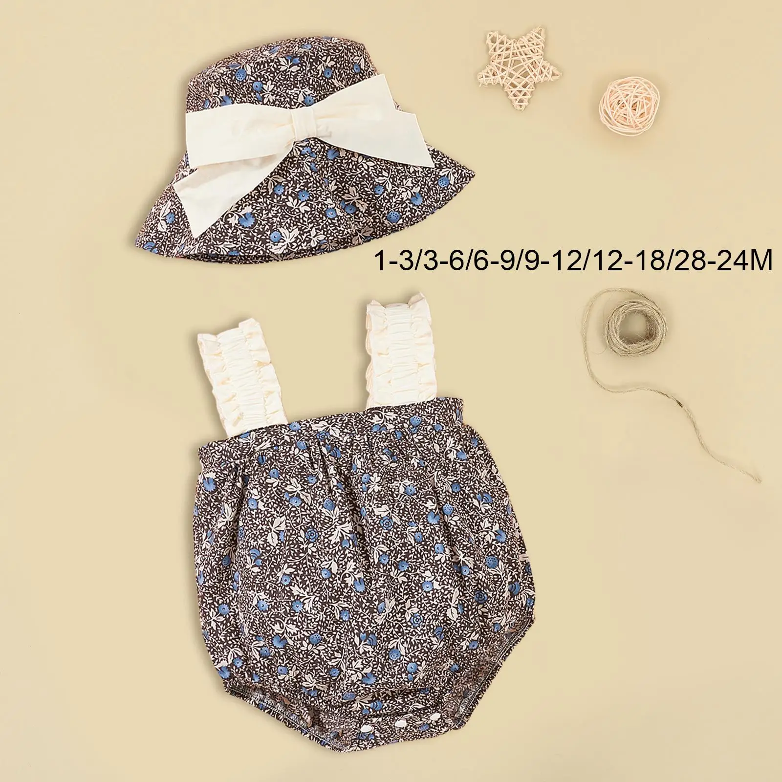 Mädchen Stram pler mit Hut schöne Sommer leichte Onesies Säugling Overall für den täglichen Gebrauch Spiel kleidung Party Geburtstag Foto Requisiten