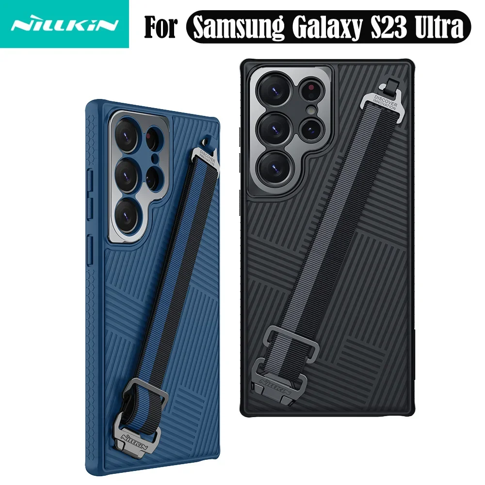 Nillkin For Samsung Galaxy S23 Ultra Case Wrist Strap Case Comfortable Anti-falling With Rope Strap Cover For Samsung S23Ultra