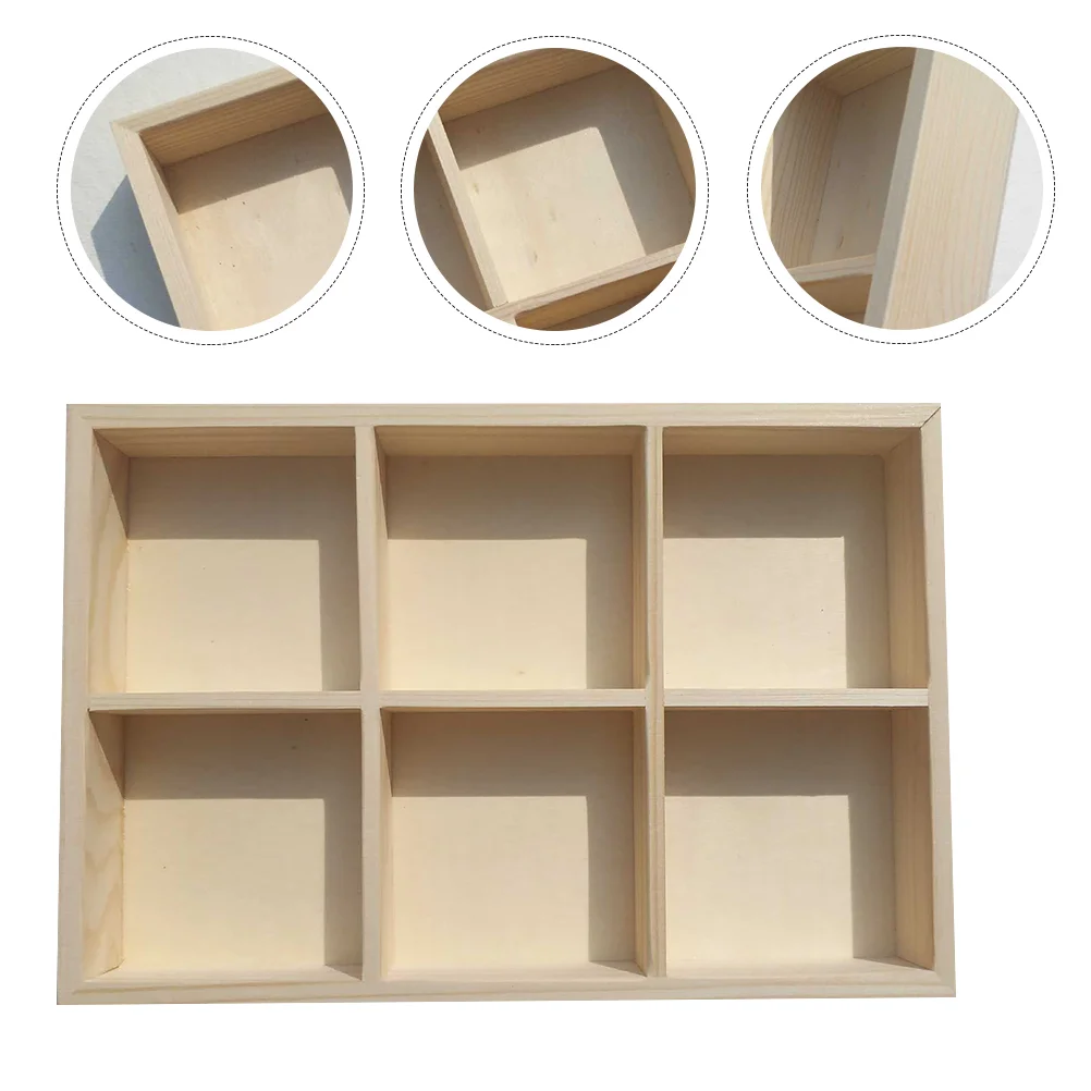 

Wooden Box Painting Stick Organizer Pigment Empty Container Storage Case -grid 6-grid
