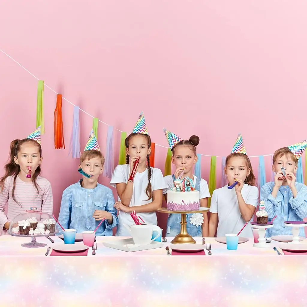 Pastel Rainbow Tablecloths Waterproof Tablecovers Table Decor Disposable Table Protector for Birthday Wedding Anniversary Party
